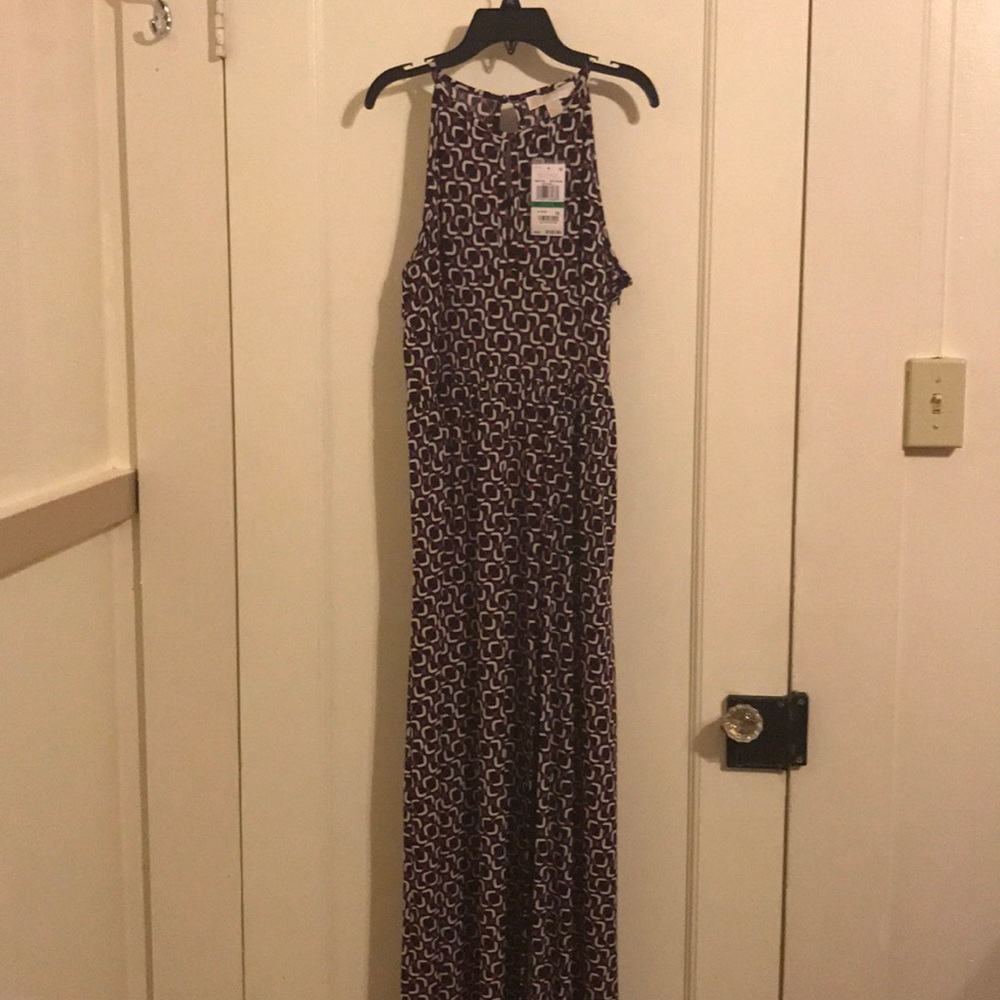 Michael Kors purple black and white maxi dress P/L